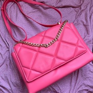 A New Day shoulder/crossbody purse from Target. Bright coral color, large